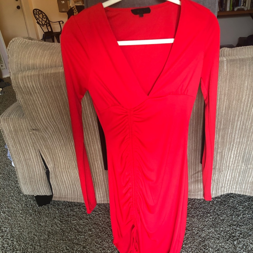 Red asymmetrical dress